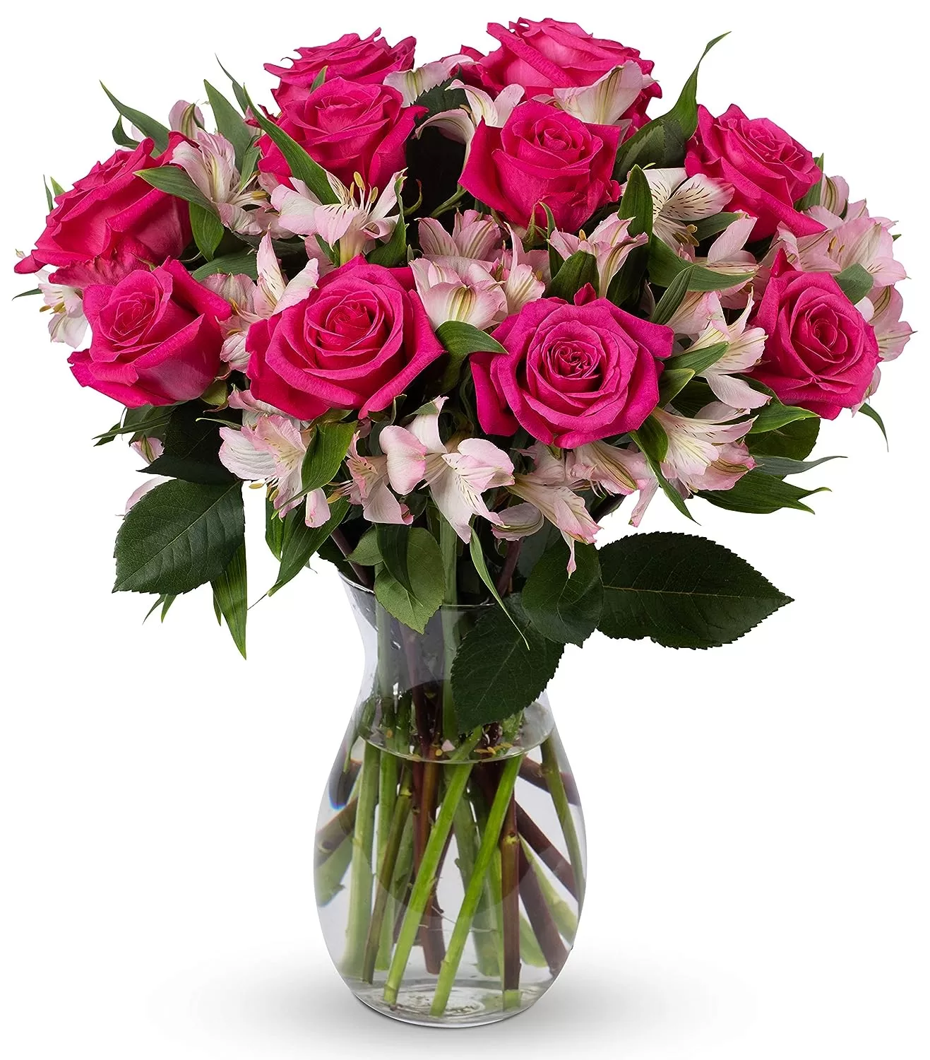 An arrangement of red and pink flowers from Amazon Flower Delivery