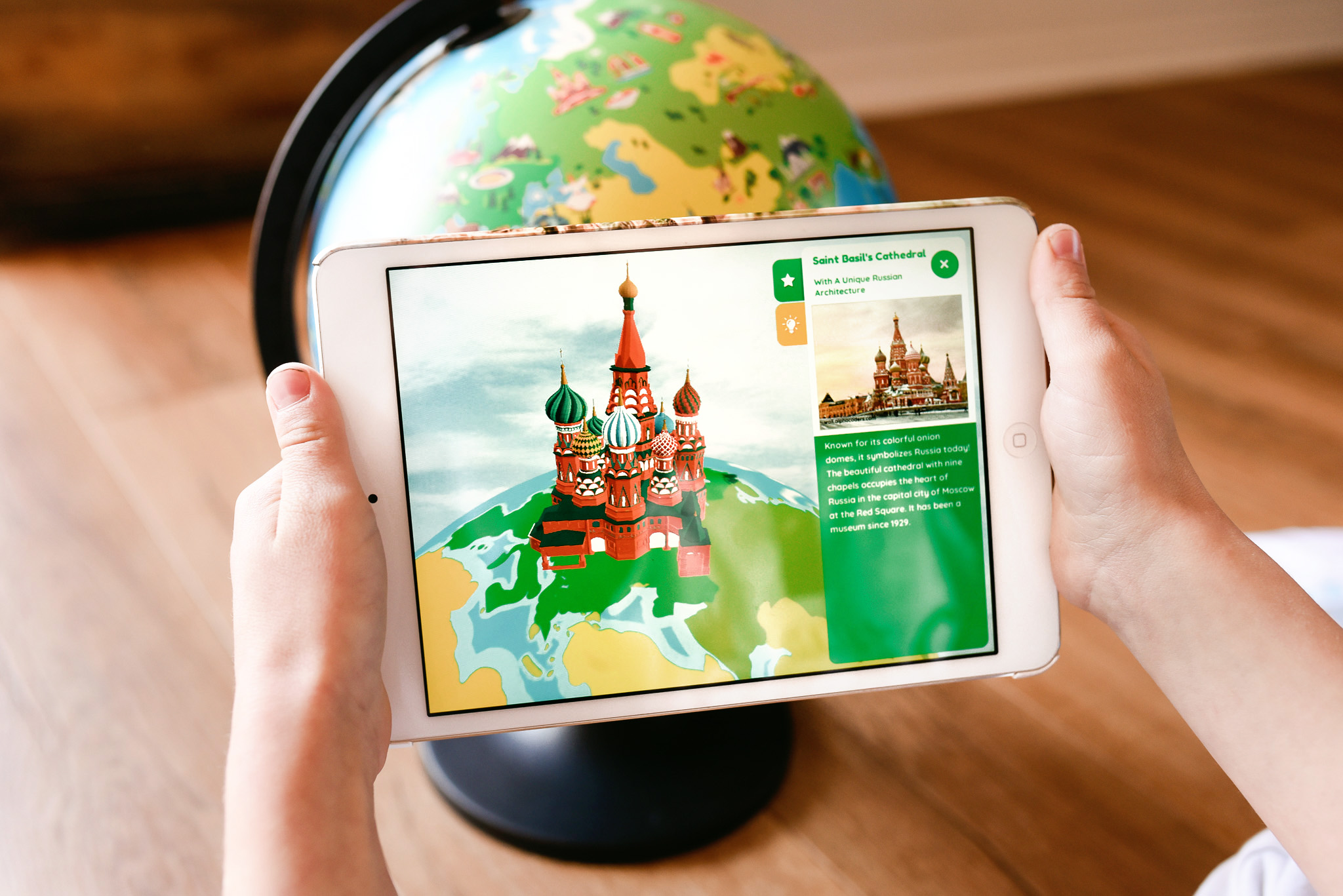 Shifu Orboot Educational Globe app showing a rendering of a cathedral