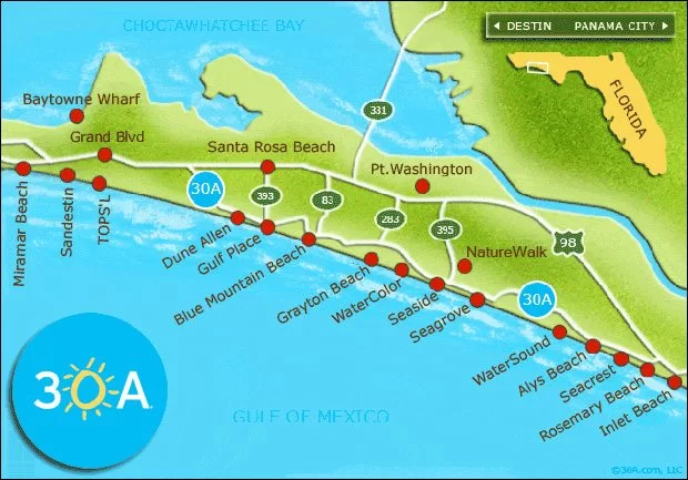 map of 30A Florida