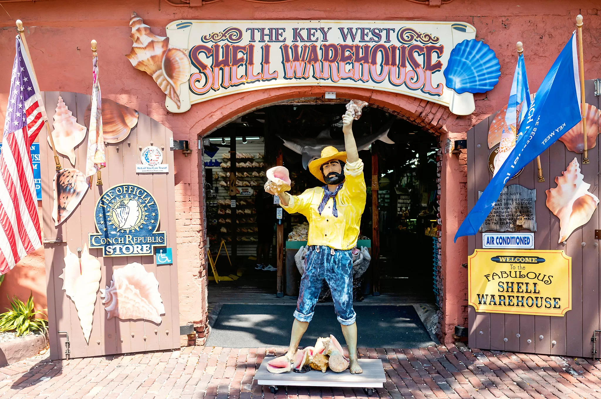 The front entrance to the Key West Shell Warehouse near Mallory Square
