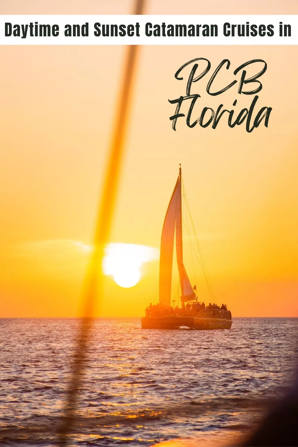 Blog about Paradise Adventures PCB. Photo shows a sailboat at sunset. 