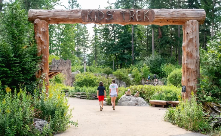 Two kids entering Kids Trek at Northwest Trek Wildlife Park