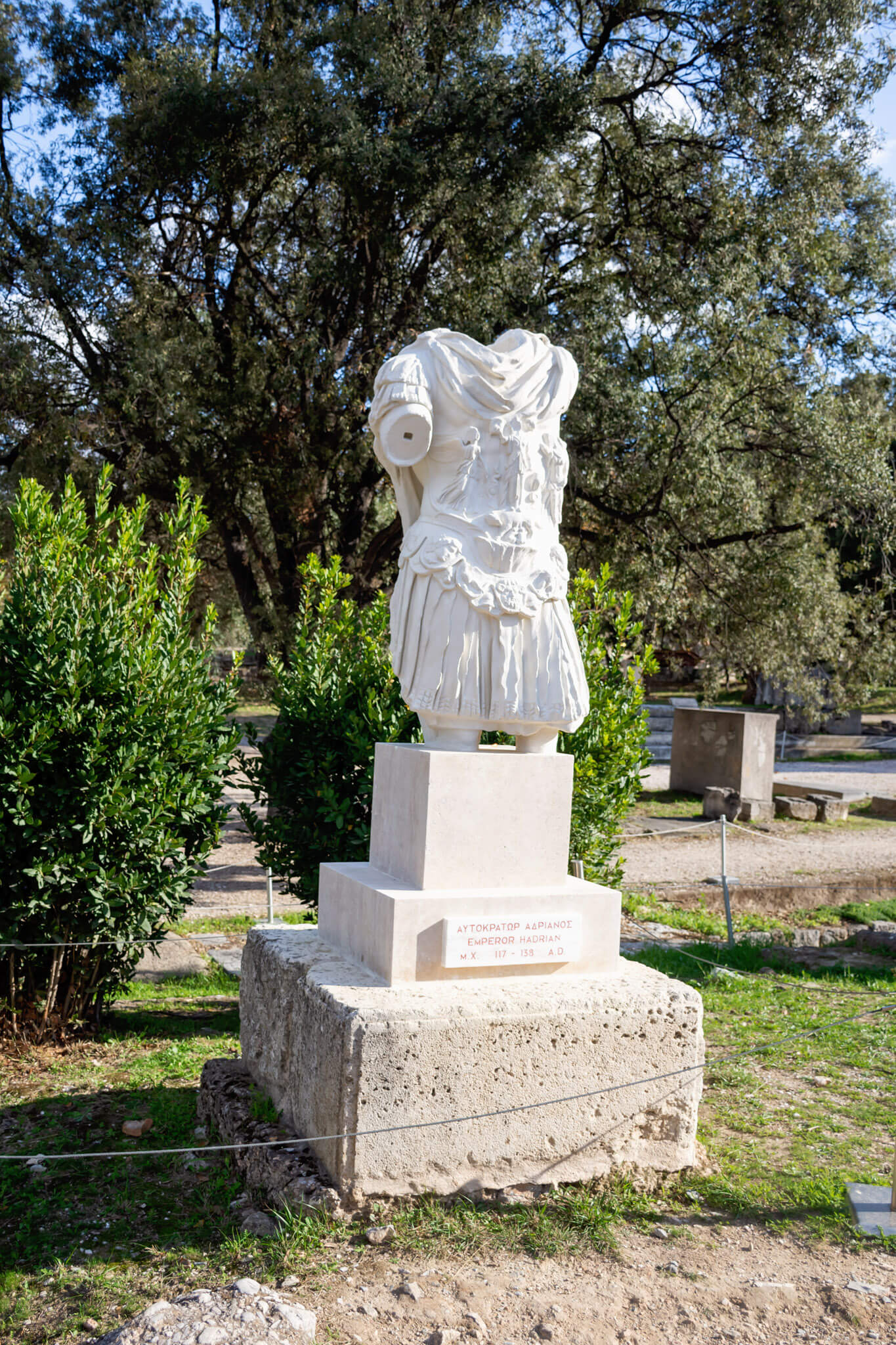 Statue at the Ancient Greek Agora in Athens Greece