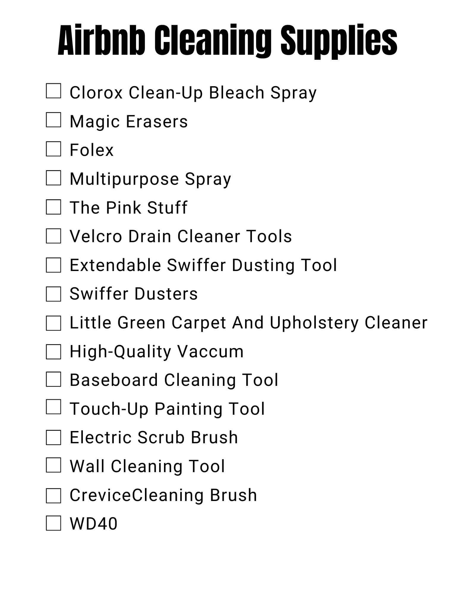 Airbnb Cleaning Supplies