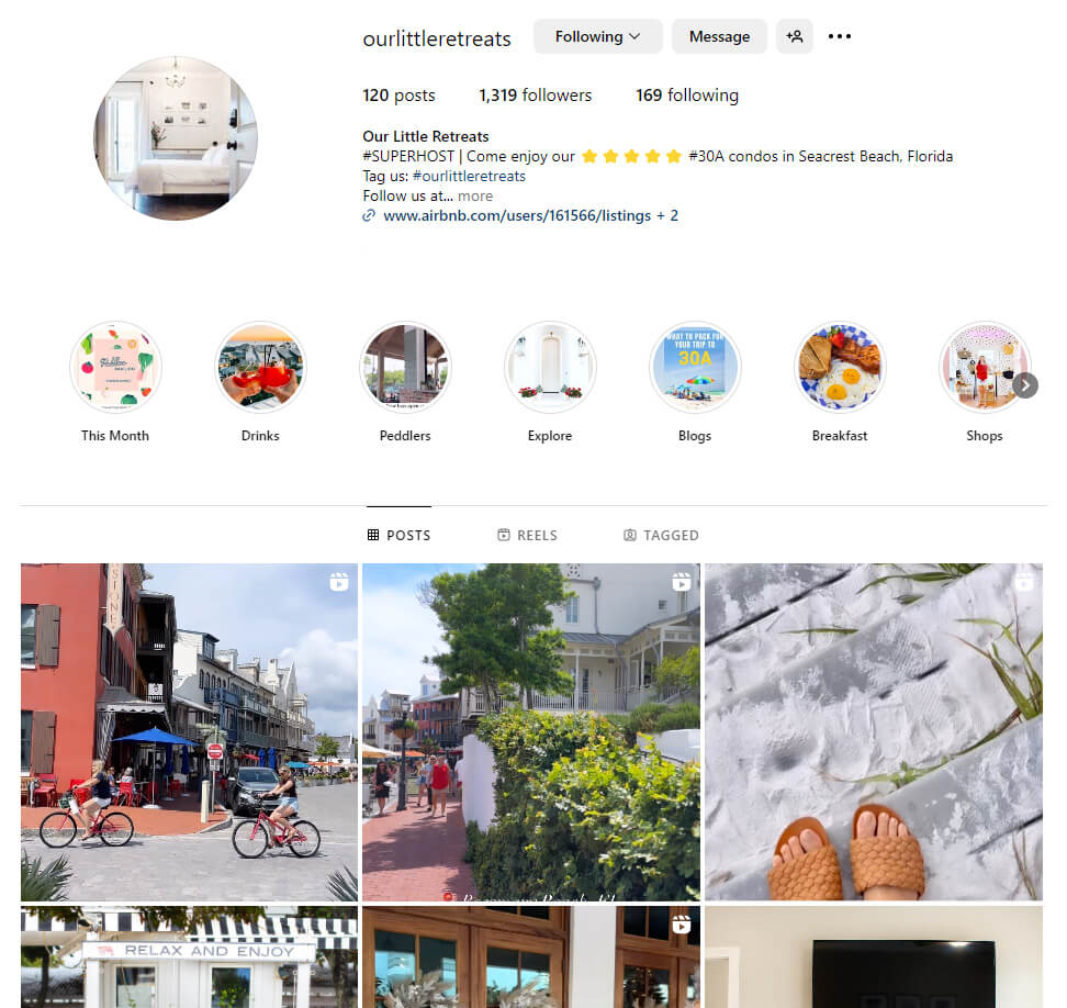 Our Little Retreats Instagram Account Airbnb Social Media Strategy