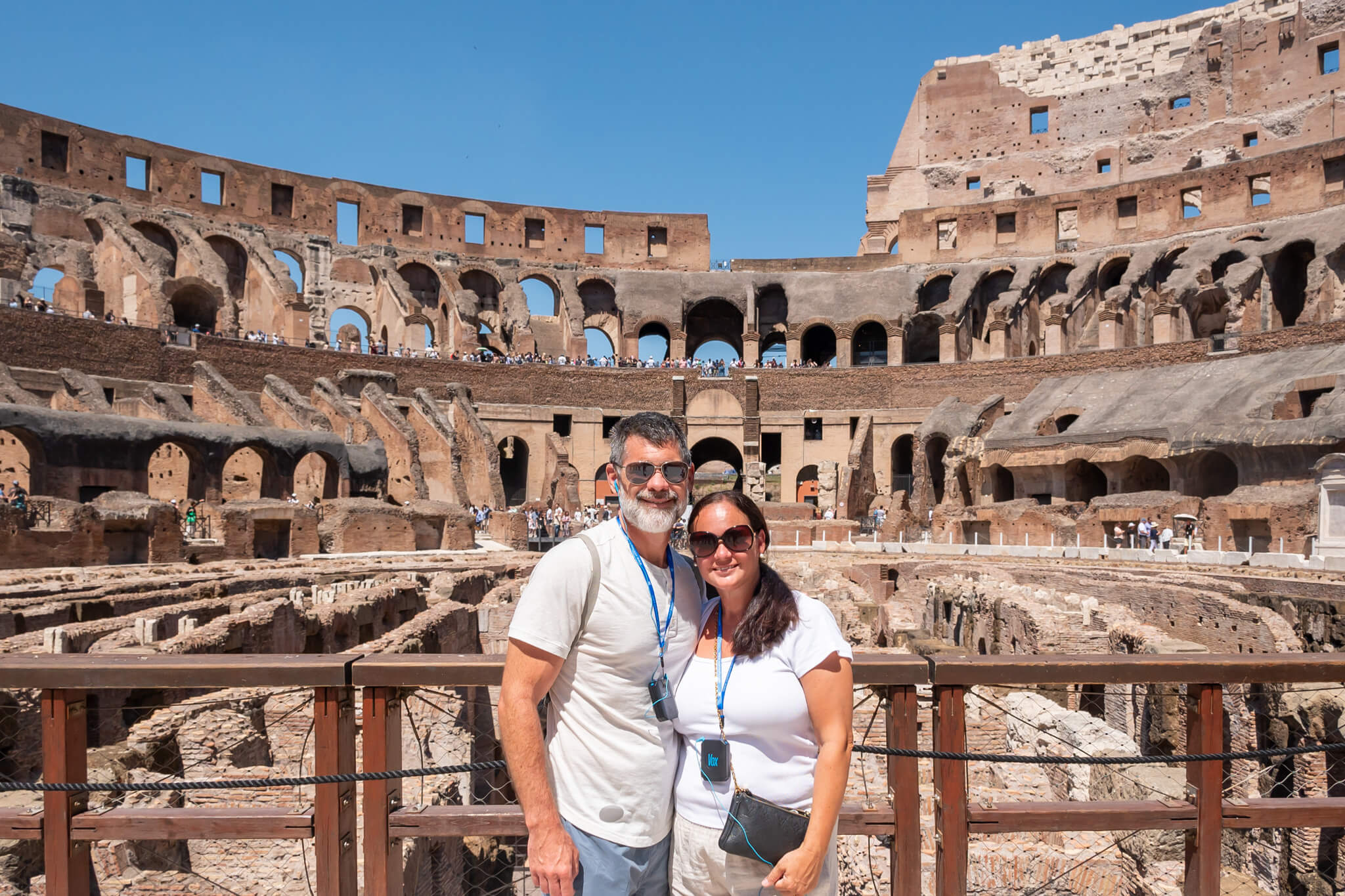 A husband and wife at the Colosseum