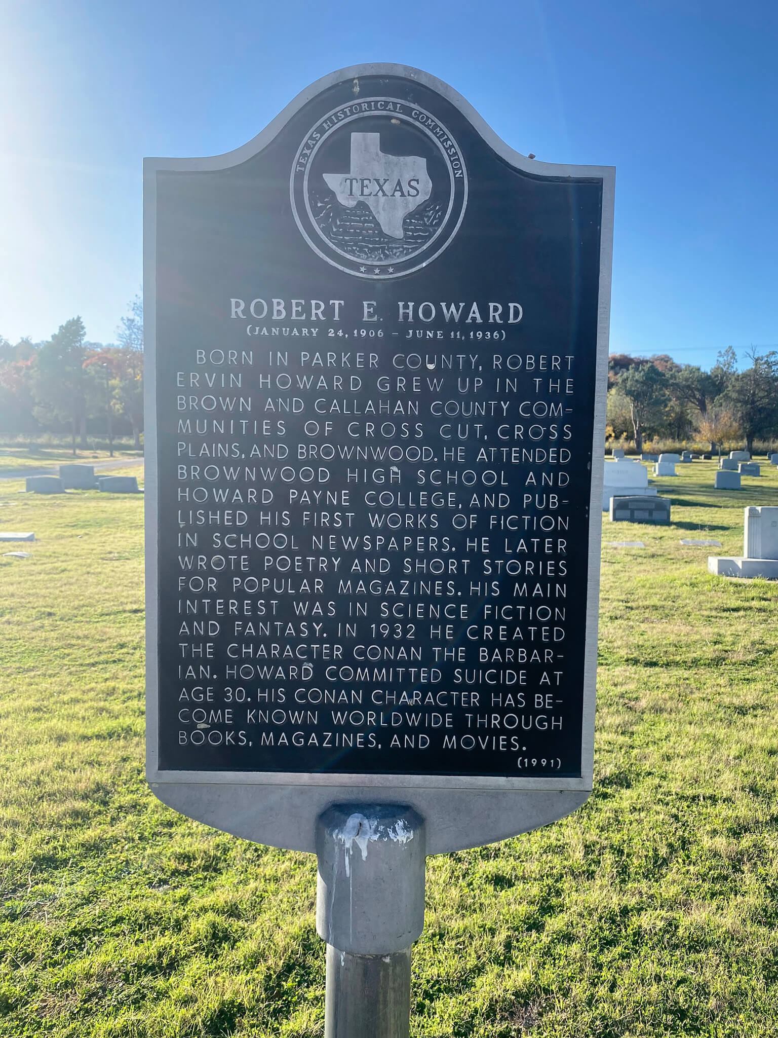 Robert E Howard Historical Marker