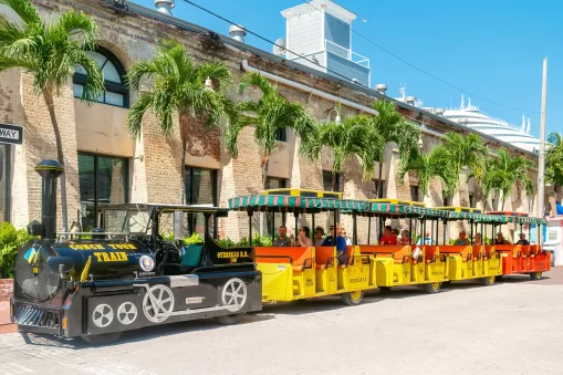 Photo of Key West Conch Train at a stop.