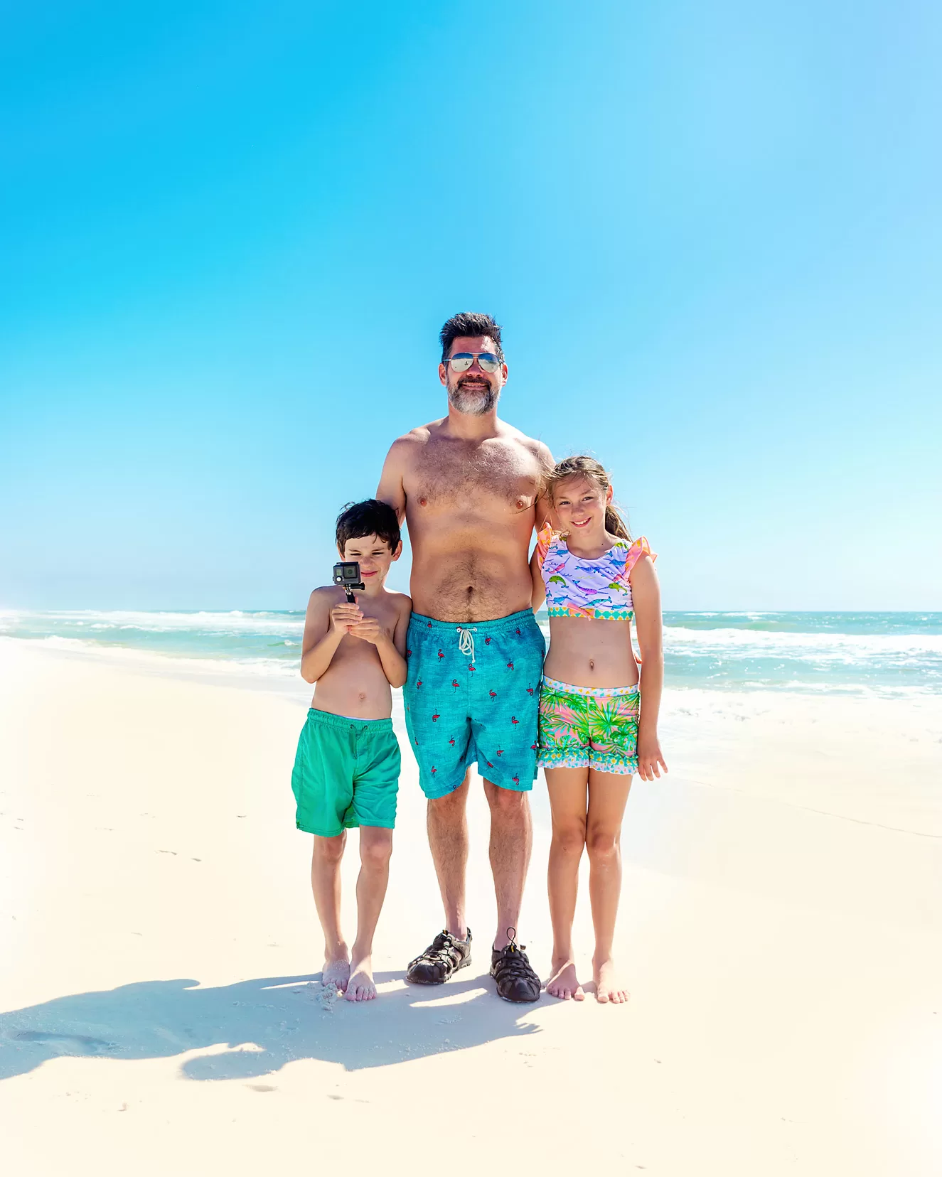 Dad and two kids at Shell Island