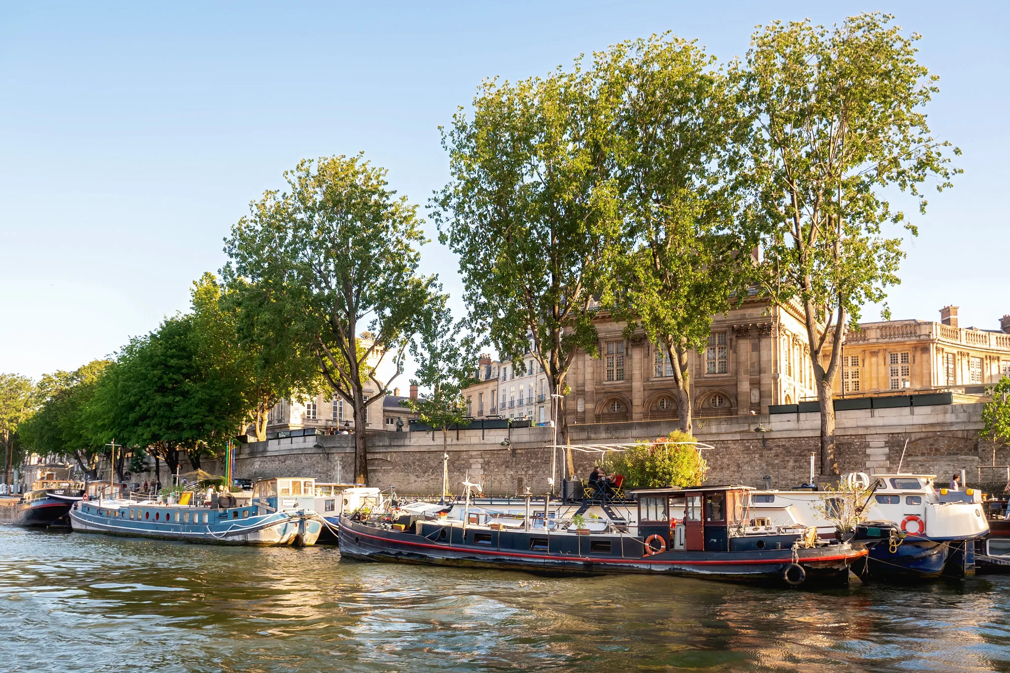 Boats along the river in Paris