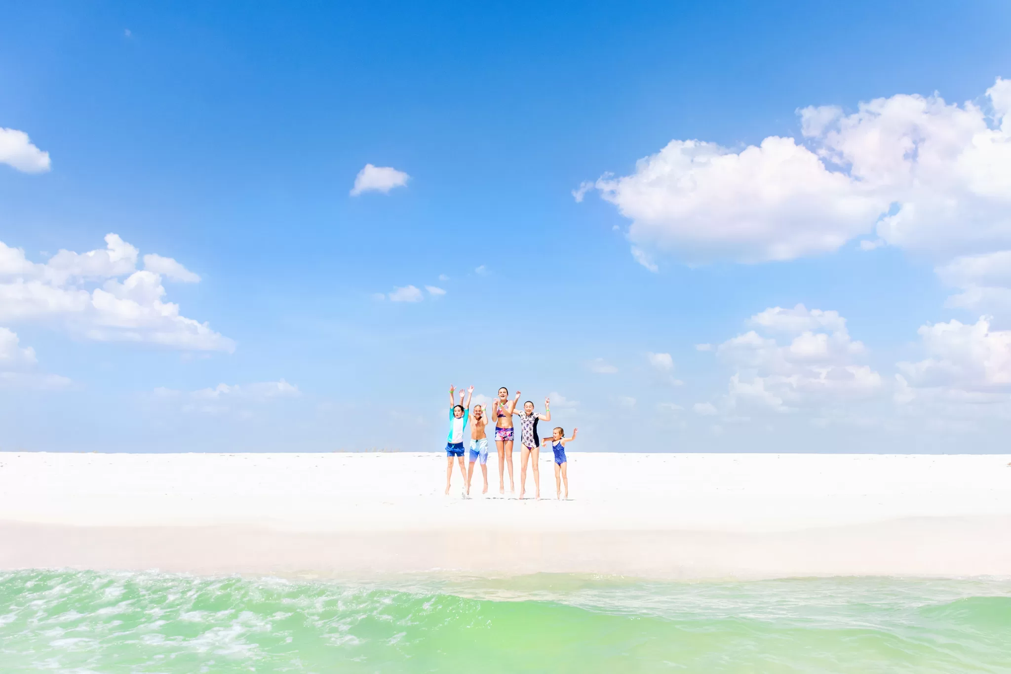 group of kids at Shell Island in Panama City Beach
