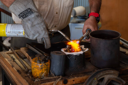 Glass making at the Hot Shop Coastal Arts Center Orange Beach Alabama