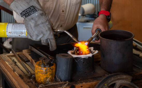 Glass making at the Hot Shop Coastal Arts Center Orange Beach Alabama