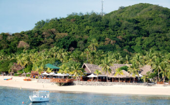 arriving to Castaway Island on a family trip To Fiji