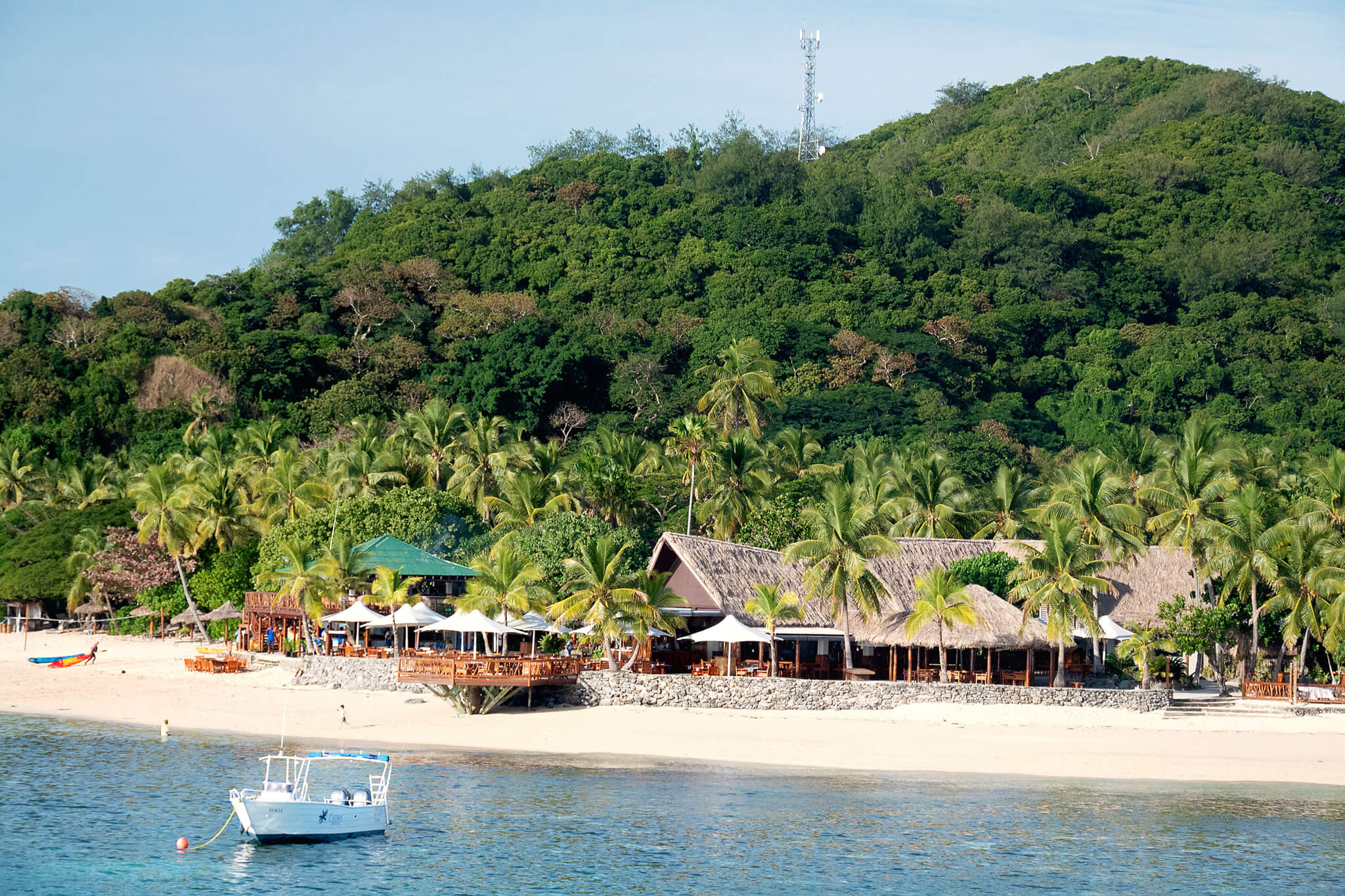 arriving to Castaway Island on a family trip To Fiji