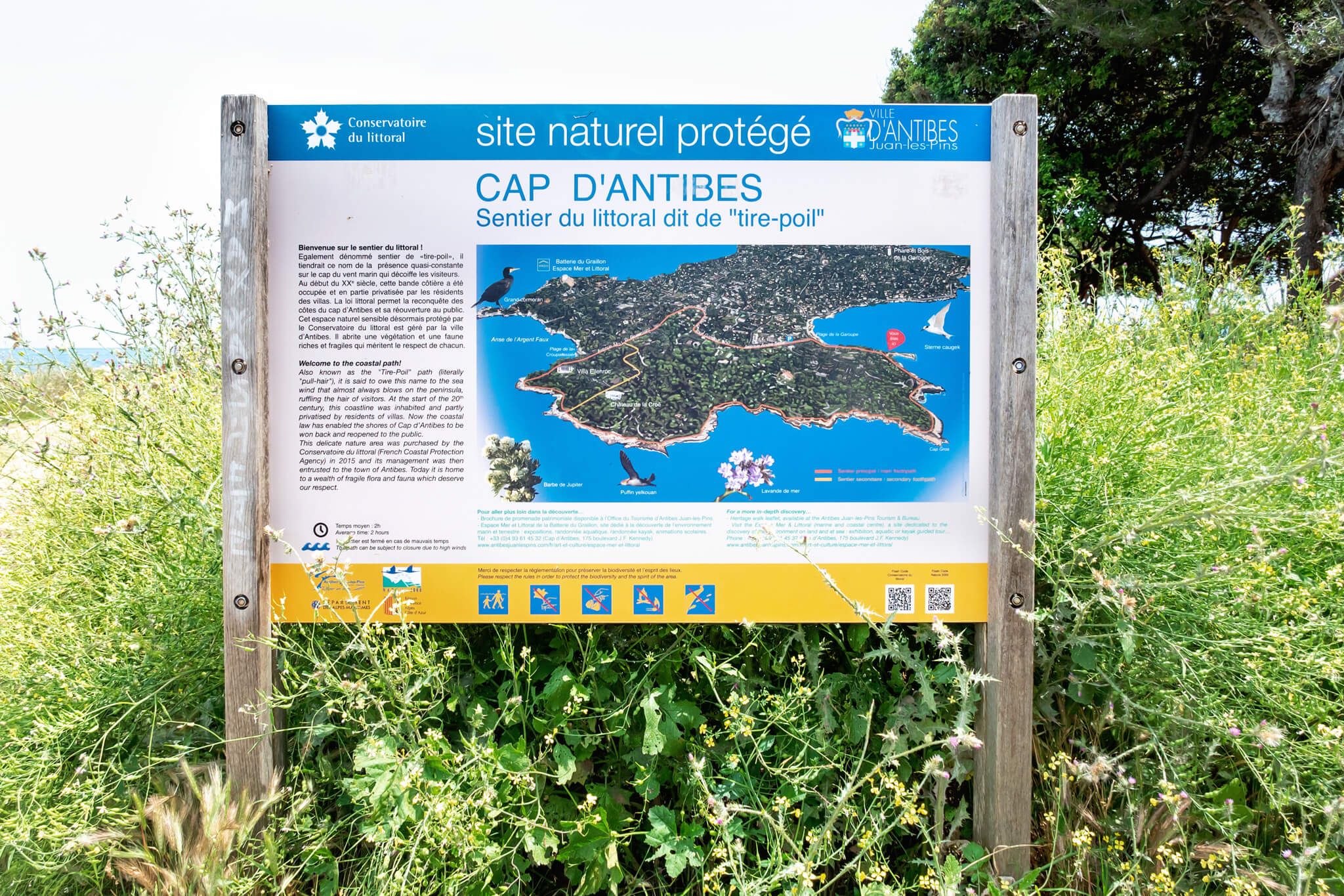 Map of the trail along the Cap d'Antibes Hike in Antibes France