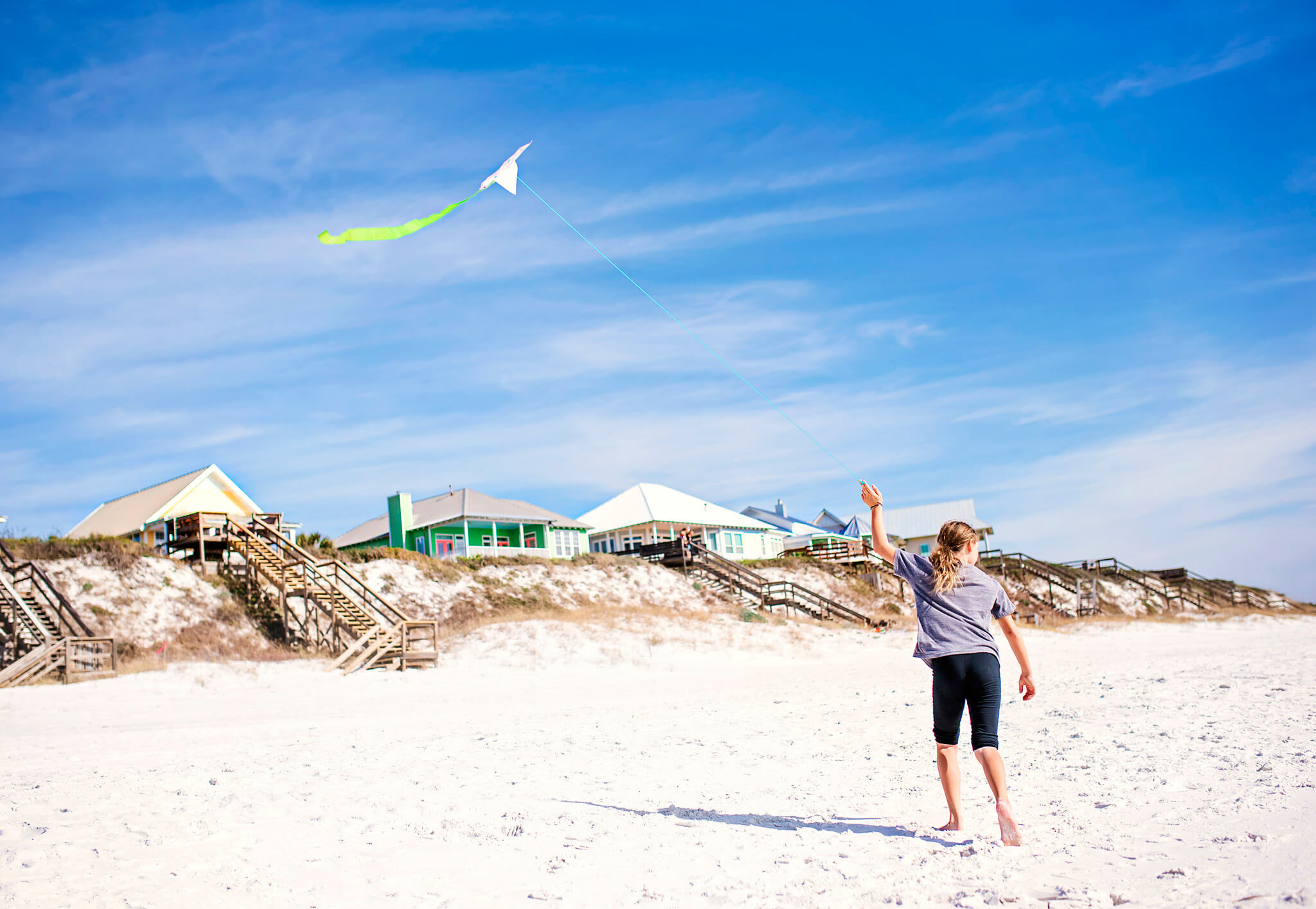 30a in Winter: girl flying a kite