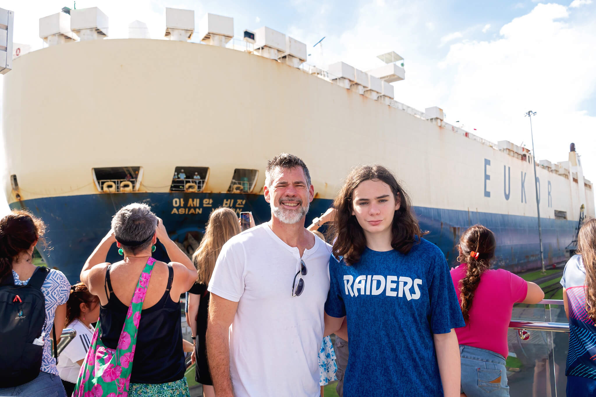 a family on a panama canal tour