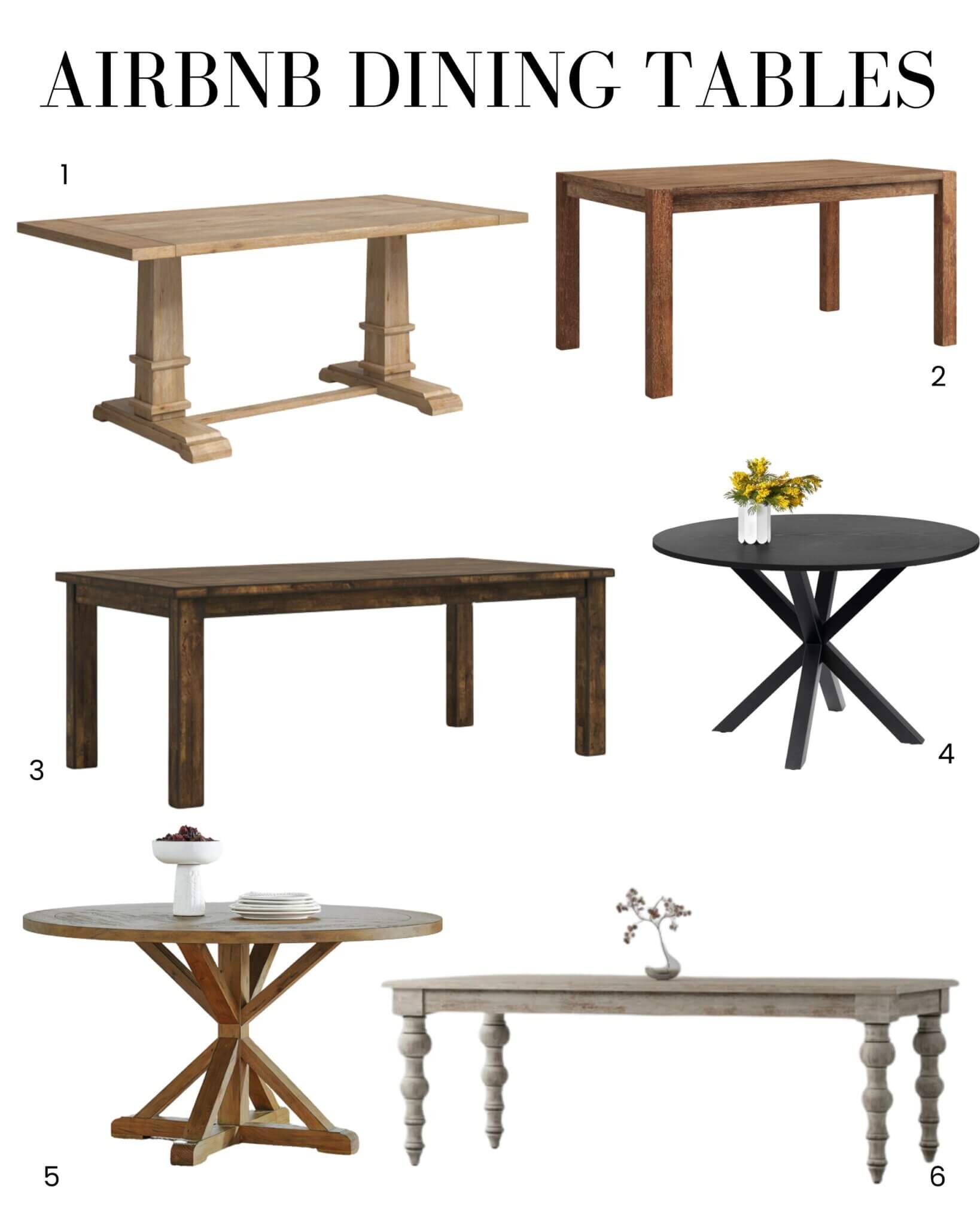 Top Airbnb Dining Room Tables