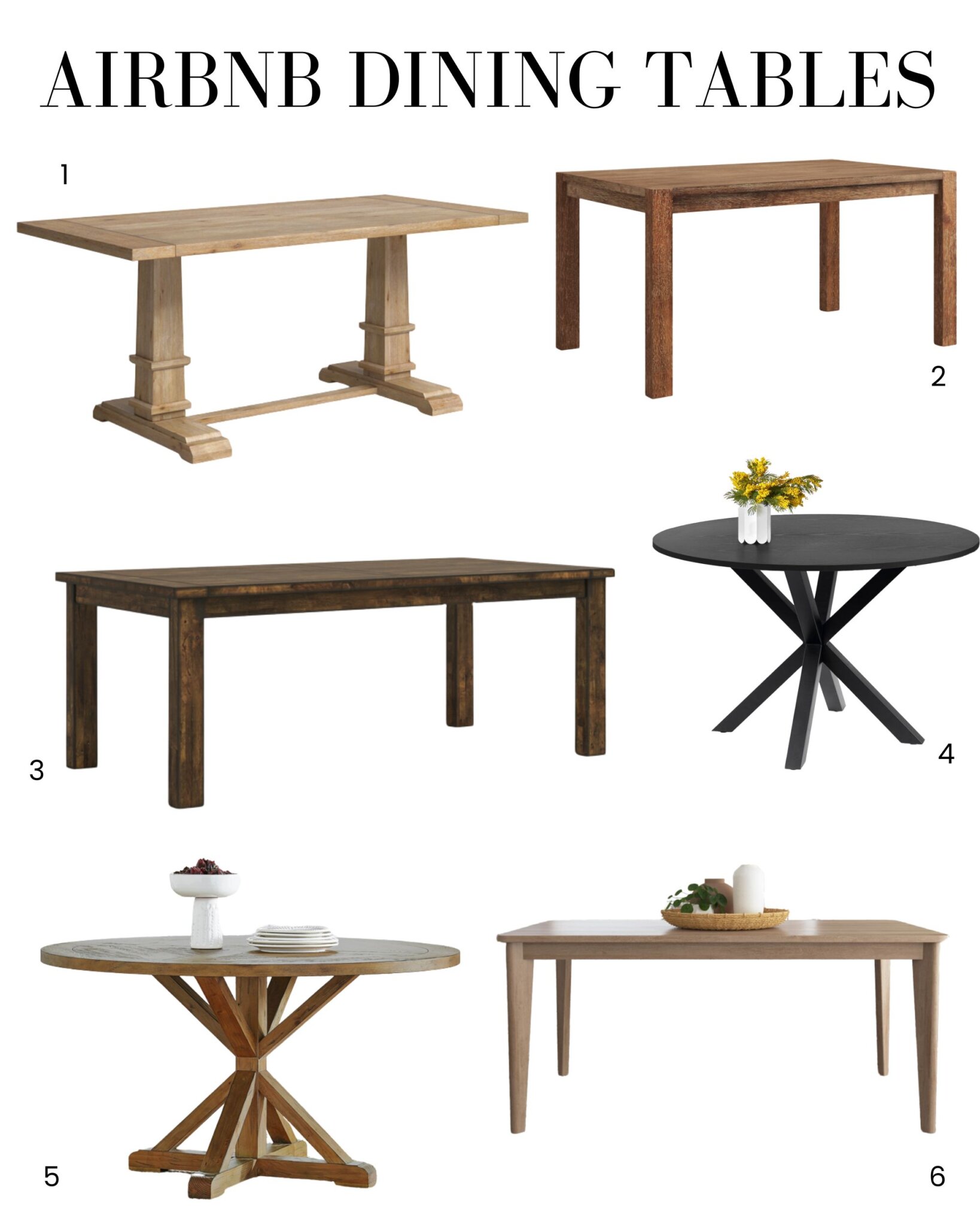 Top Airbnb Dining Room Tables