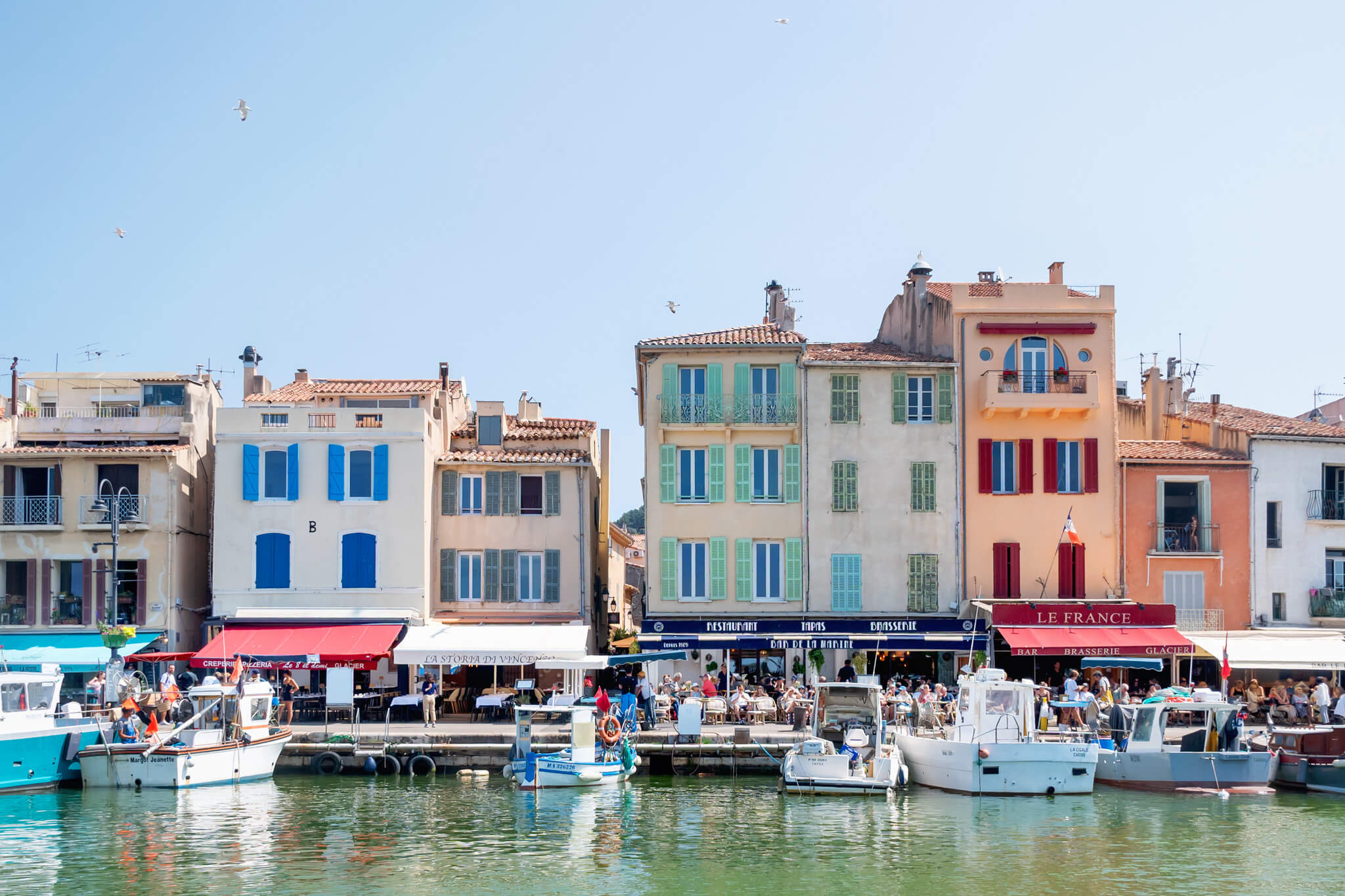 View while departing on a calanques boat tour from Cassis France 