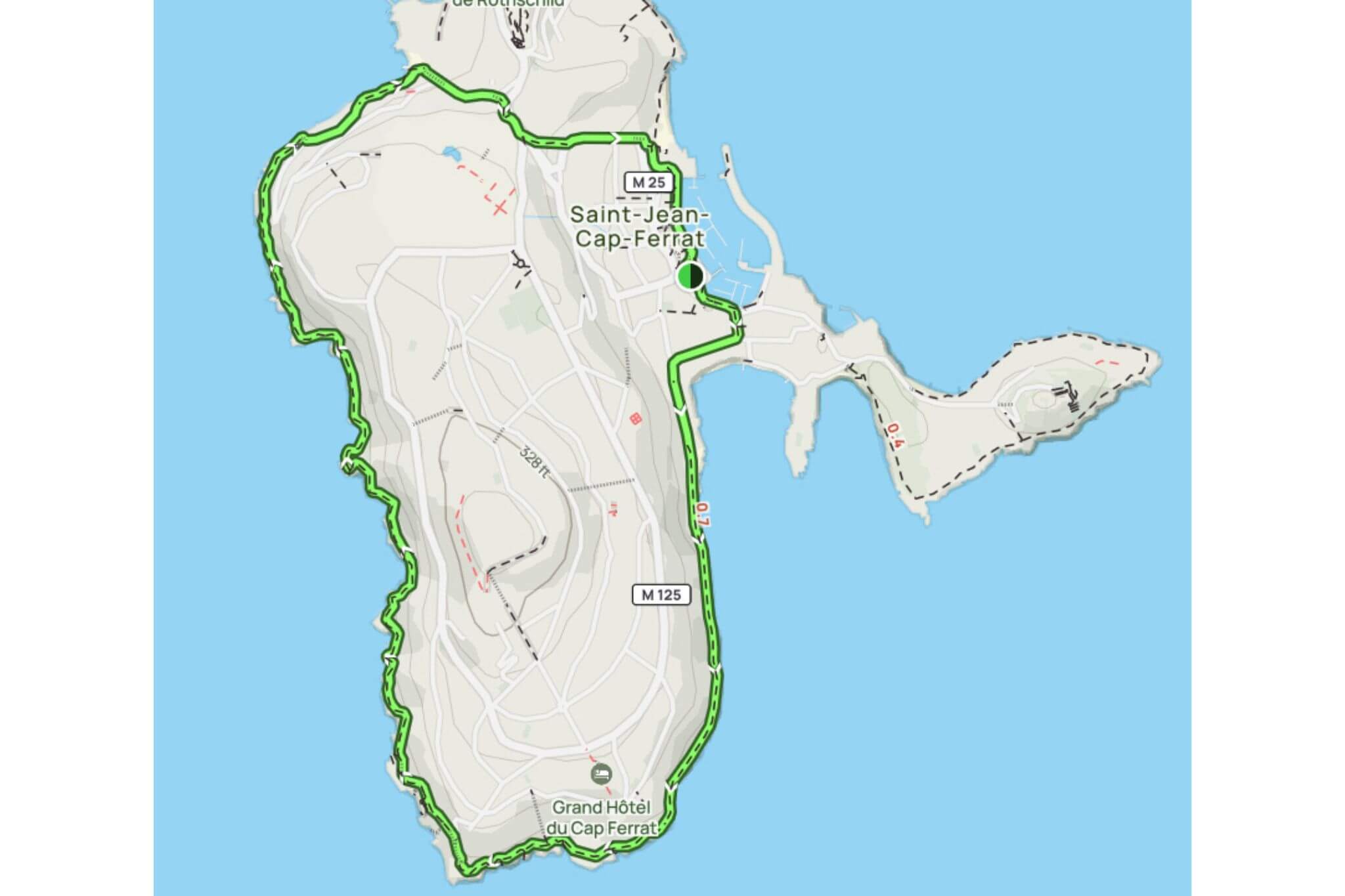 Cap Ferrat Coastal Hike Map