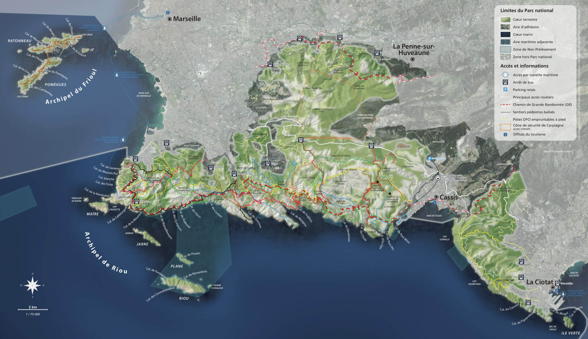 Calanques National Park Trail Map