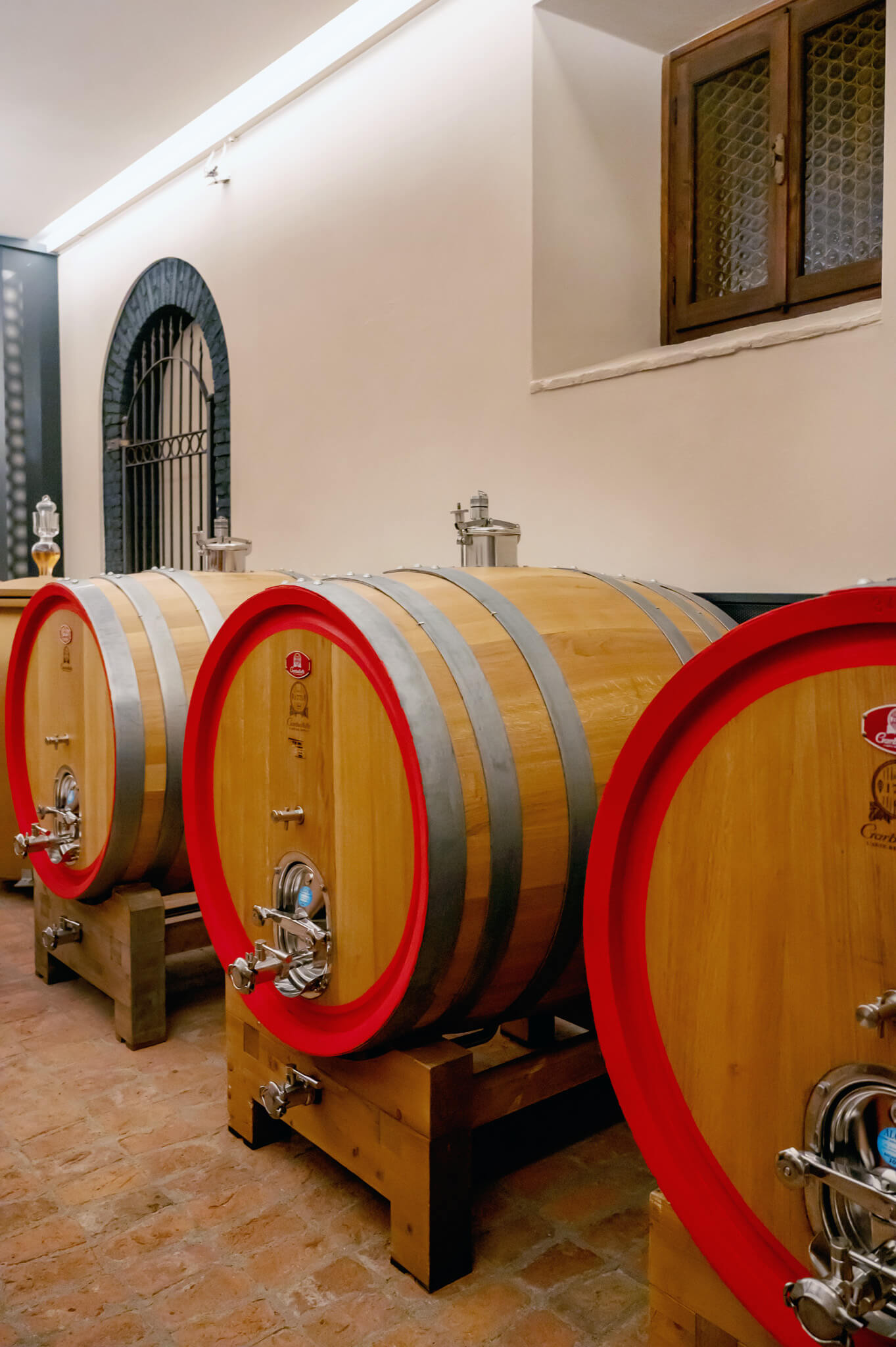 Barrels of Franciacorta Wine