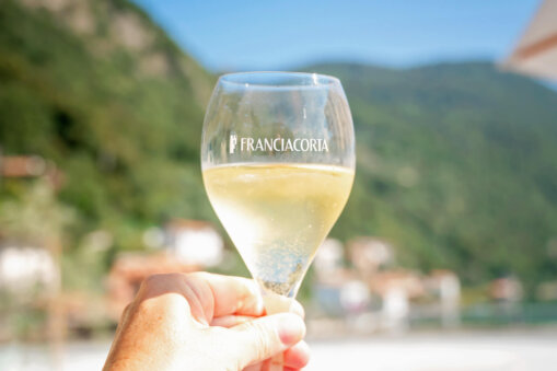 Drinking Franciacorta Wine on Lake Iseo in Northern Italy
