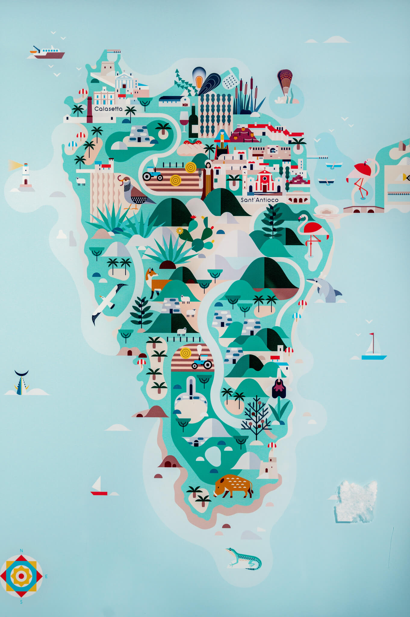 Map of the island of Sant'Antioco Sardinia Italy