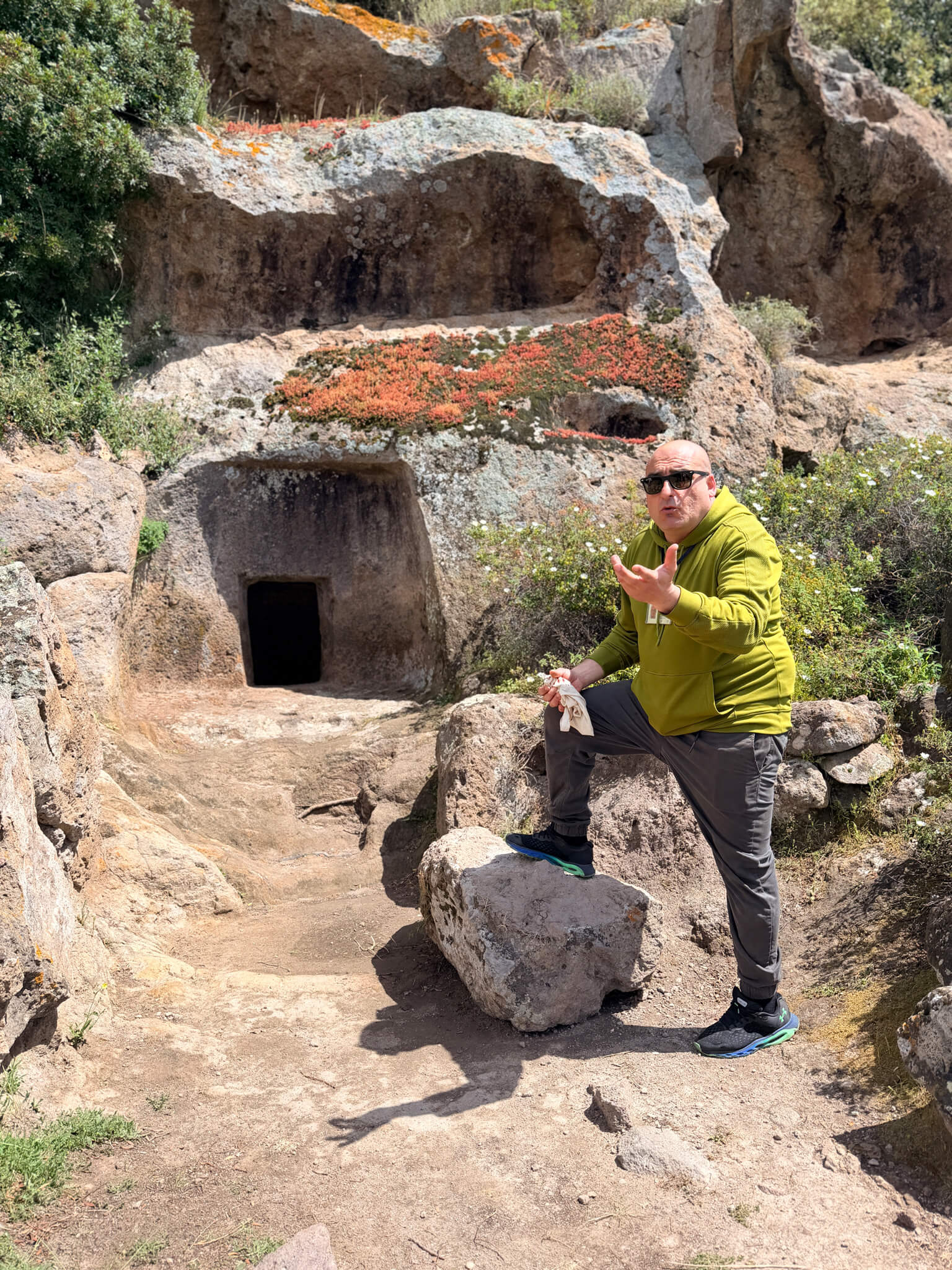 Guide at one of the archeological sites in Southwest Sardinia