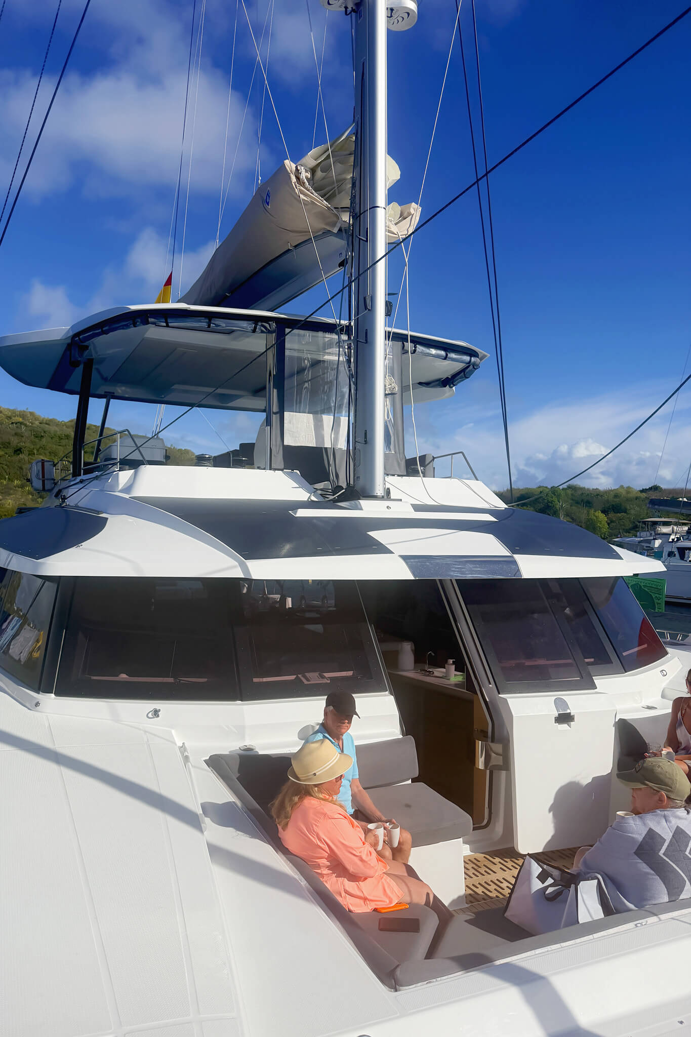 Our group having coffee on our Antigua Tradewinds Mohala Sailing
