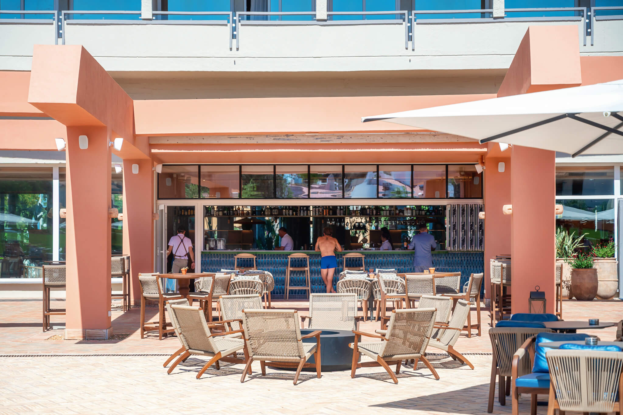 lobby bar opened up to the pool area at the Hyatt Regency Vilamoura Algarve