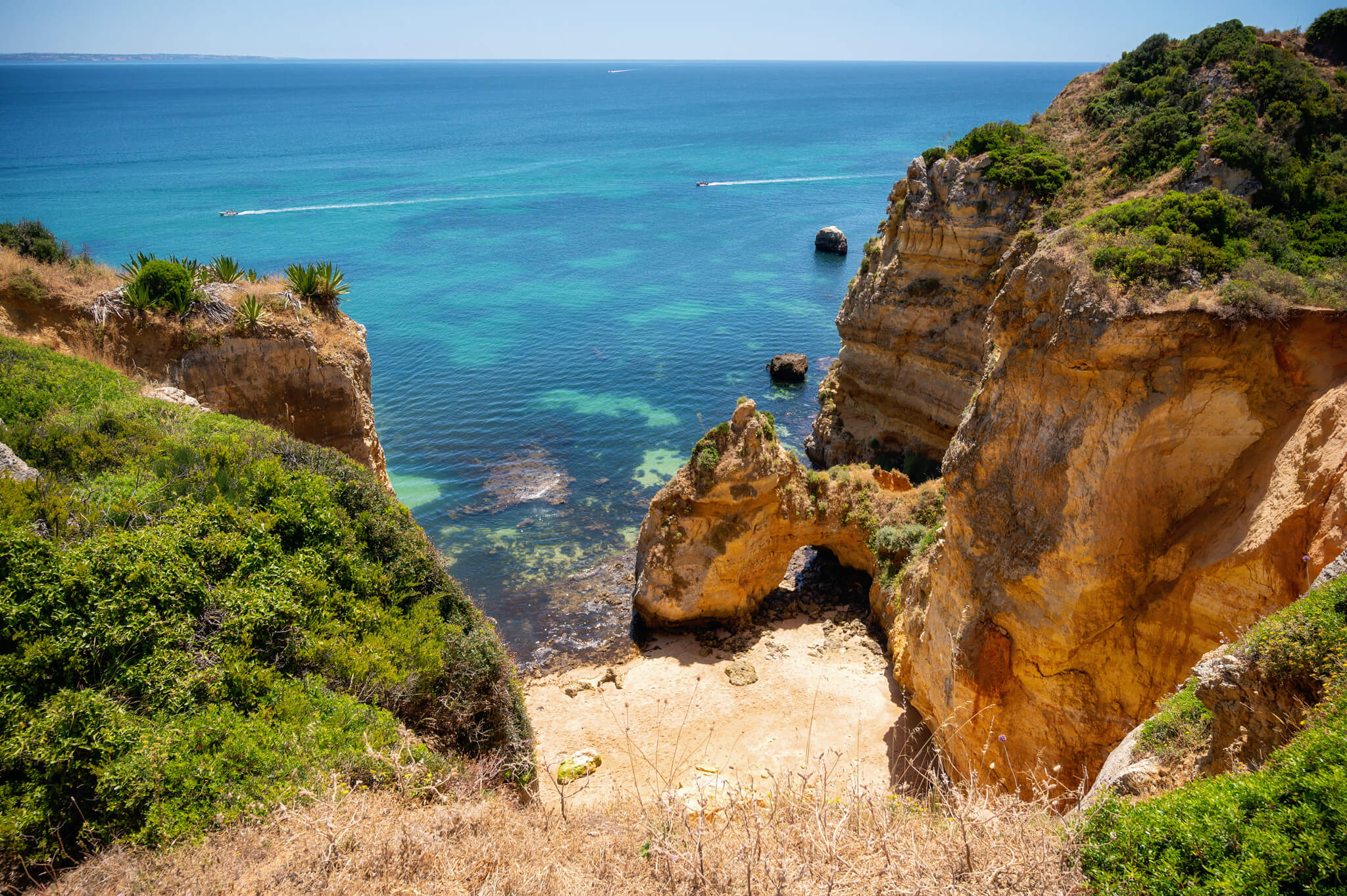 View of a beach from the Lagos coastal walk to Ponta da Piedade in the Algarve