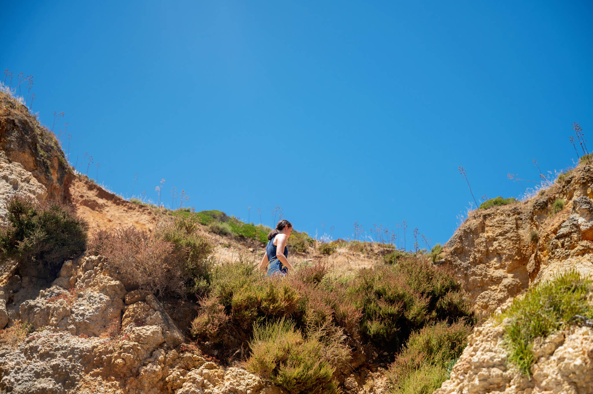View of a grotto from the Lagos coastal walk to Ponta da Piedade in the Algarve